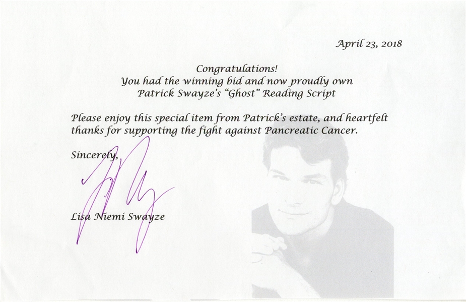 Patrick Swayze's Personal Copy of the Script for ''Ghost'' -- With COA From Lisa Niemi Swayze